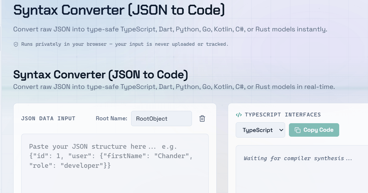 Convert JSON to TypeScript